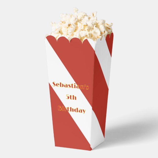 Red & White Striped Popcorn Favor Box (Popped)