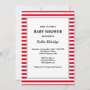 Red/White Stripes Baby Shower Invitation