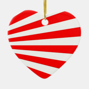 red white stripes candy heart ceramic ornament