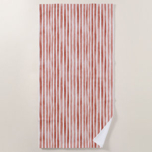 Red White Stripes Christmas Beach Towel