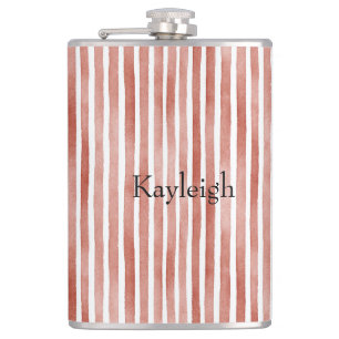 Red White Stripes Christmas Hip Flask