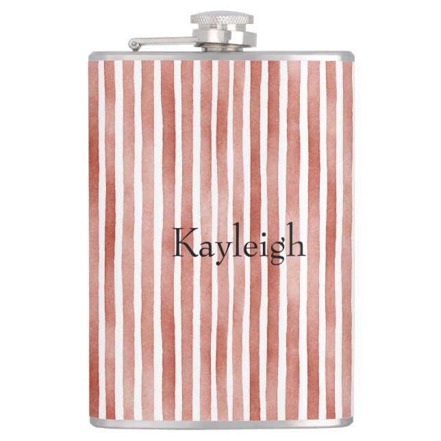 Red White Stripes Christmas Hip Flask (Front)