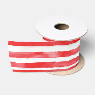 Red White Stripes Christmas Satin Ribbon