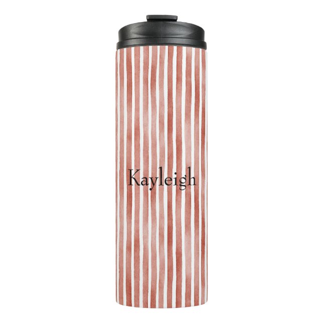 Red White Stripes Christmas Thermal Tumbler (Front)