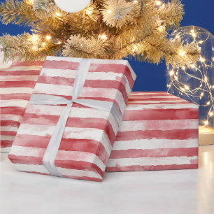 Red White Stripes Christmas Wrapping Paper