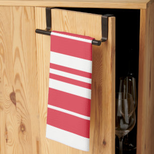 Red White Stripes Coastal Seaside Kitchen Towel