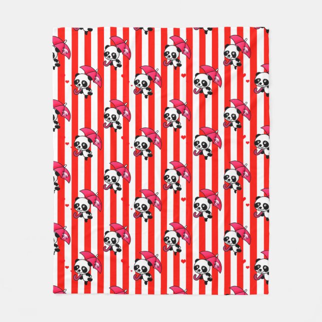 Red White Stripes Cute Fleece Blanket (Front)
