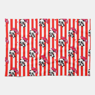 Red White Stripes Cute Kitchen Towel