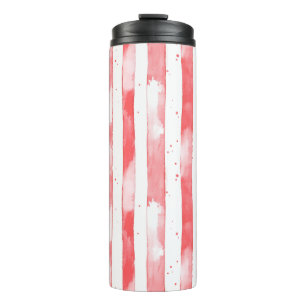 Red White Stripes Dots Christmas Thermal Tumbler