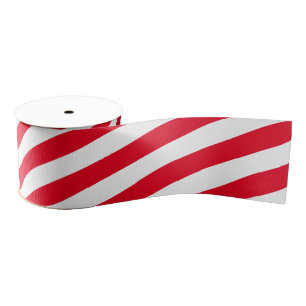 Red & White Stripes Grosgrain Ribbon