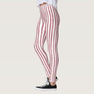 Red White Stripes Leggings