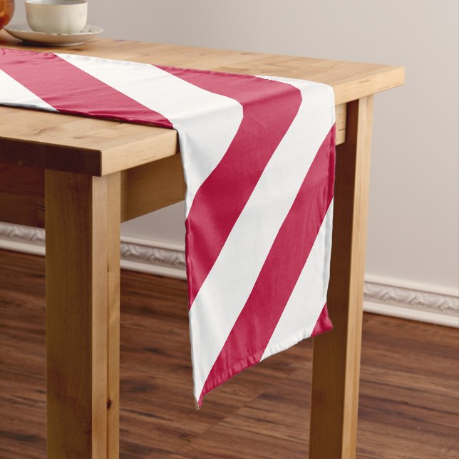 Red White Stripes Patriotic Wide Long Table Runner (In Situ)