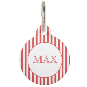 Red & White Stripes Personalized Pet Tag