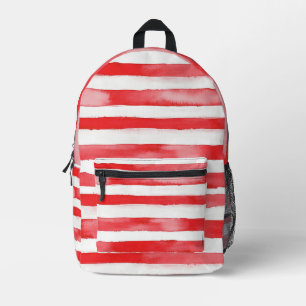 Red White Stripes Printed Backpack