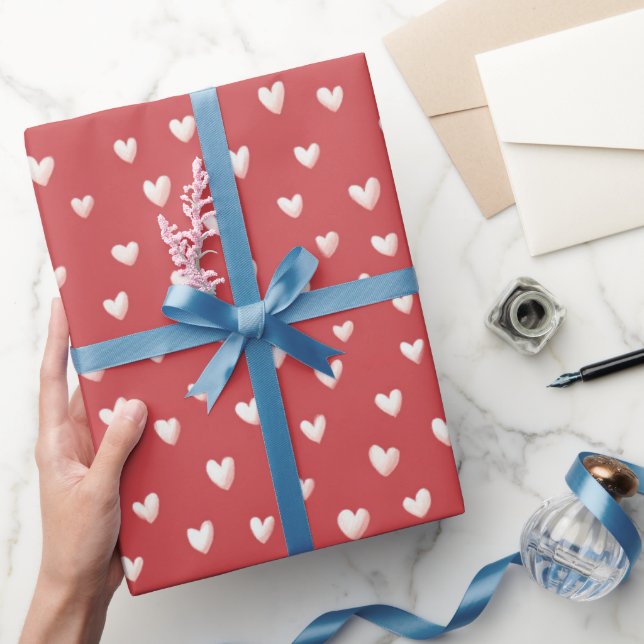 Red White Sweet Hearts Valentine's Day Wrapping Paper (Gifting)