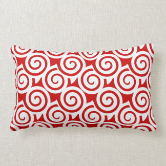 Red & White Swirl Pattern Decorative Throw Pillow~ Lumbar Pillow