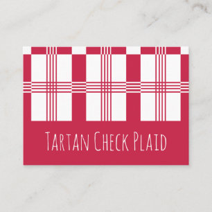 Red White Tartan Check Plaid Stripes Business Card