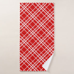 Red White Tartan Plaid Pattern Design Bath Towel