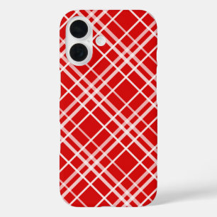 Red White Tartan Plaid Pattern Design  iPhone 16 Case