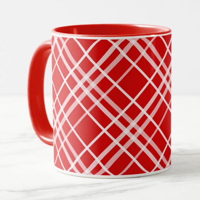 Red White Tartan Plaid Pattern Design  Mug (Creator Uploaded)