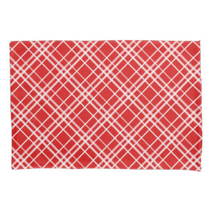 Red White Tartan Plaid Pattern Design  Pillowcase
