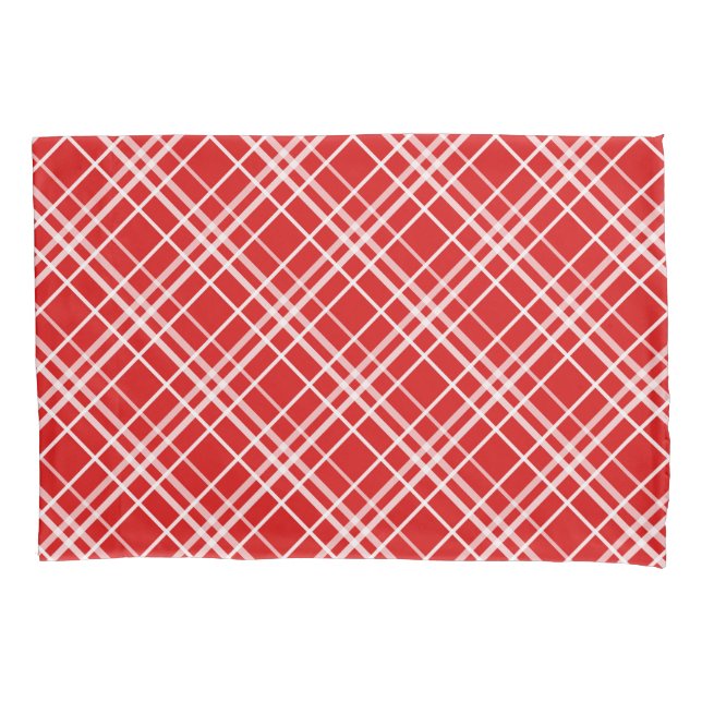 Red White Tartan Plaid Pattern Design  Pillowcase (Front)