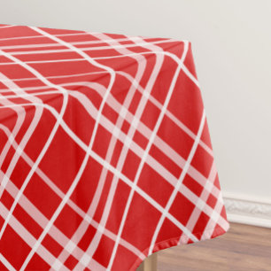 Red White Tartan Plaid Pattern Design Tablecloth