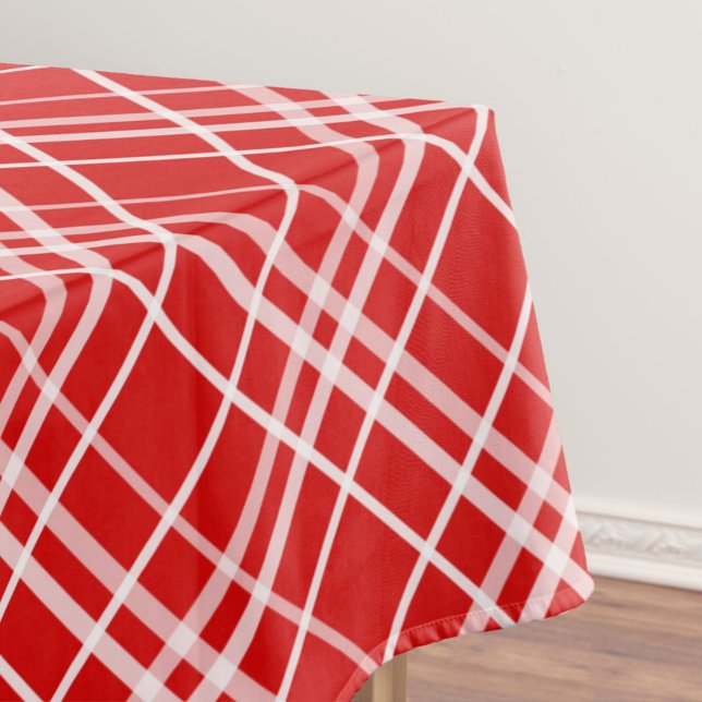 Red White Tartan Plaid Pattern Design  Tablecloth (Creator Uploaded)