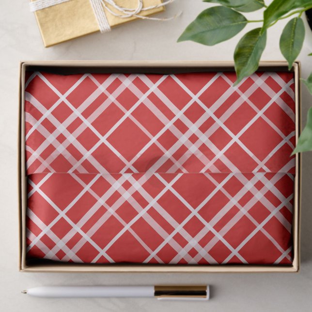 Red White Tartan Plaid Pattern Design  Tissue Paper (Creator Uploaded)