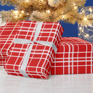 Red White Tartan Plaid Pattern Design  Wrapping Paper