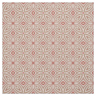 Red White Taupe Vintage Retro Nouveau Deco Pattern Fabric