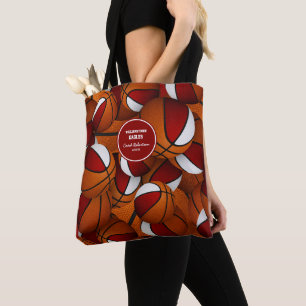 red white team colours basketball coach tote bag