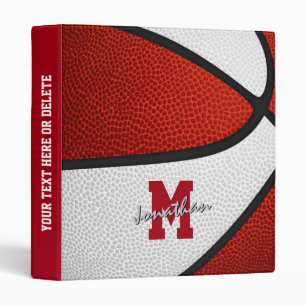 red white team colours boys girls basketball binder