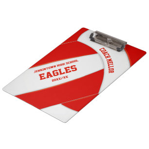 red white team colours volleyball coach clipboard