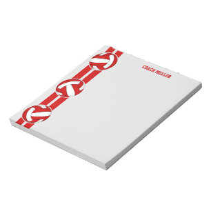 red white team colours volleyball coach custom notepad