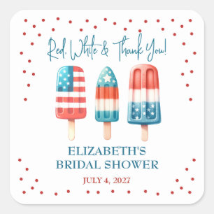 Red, White & Thank You! Patriotic Popsicle Shower Square Sticker