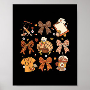 Red White Thankful Family Matching Funny Turkey Th Poster