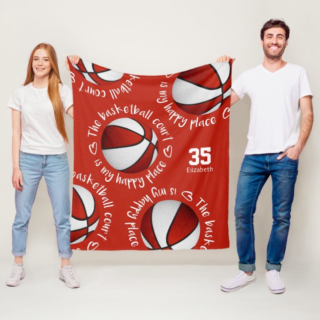 red white The basketball court is my happy place  Fleece Blanket (In Situ)