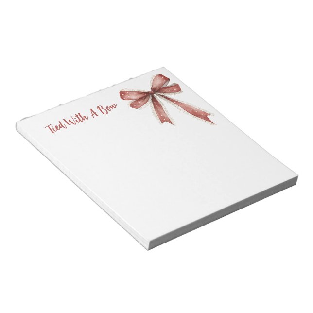 Red White Tied With A Bow Notepad (Angled)