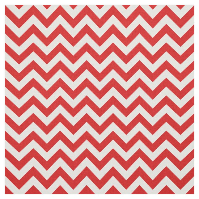 Red White Trendy Chevron Pattern Fabric (Swatch)