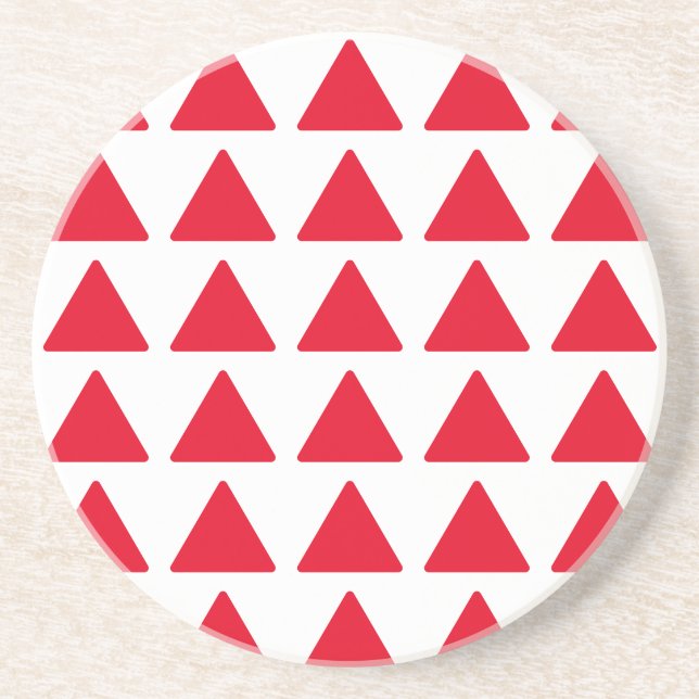 Red White Triangle Pattern Modern Artwork Coaster (Front)