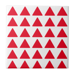 Red White Triangle Pattern Modern Artwork Tile