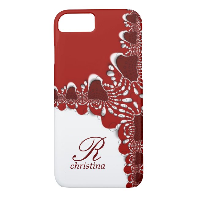 Red White Tribal Lace Fractals Monogram Case-Mate iPhone Case (Back)