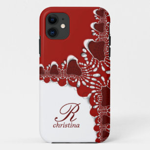 Red White Tribal Lace  Fractals Monogram iPhone 5 11 Case
