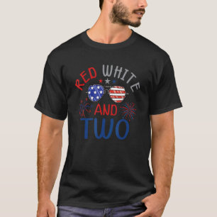 Red White Two 2nd Birthday 4th Of July Firework Ki T-Shirt