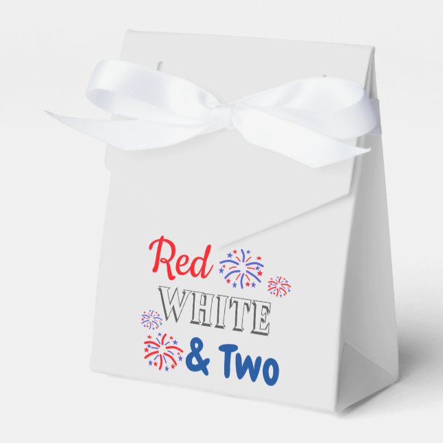 Red White & Two 2nd Birthday Favor Box (Front Side)