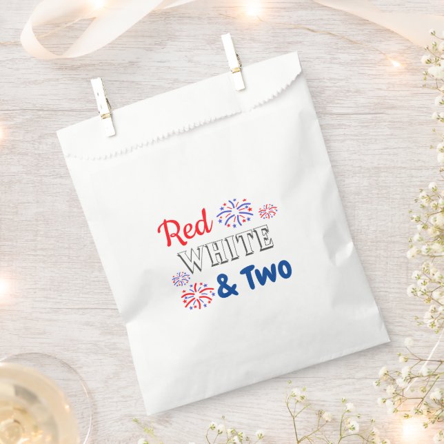 Red White & Two 2nd Birthday Favour Bag (Clipped)