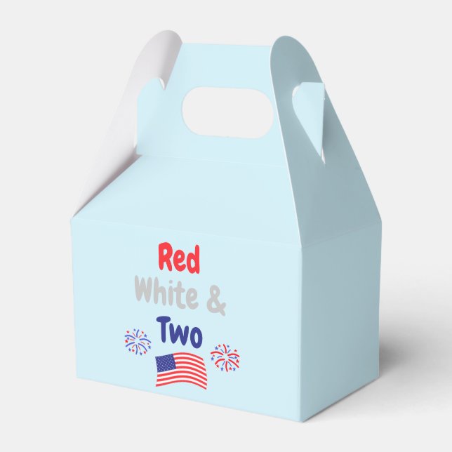 Red, White & Two 2nd Birthday Favour Box (Front Side)