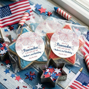 Red, White & Two! 4th Of July 2nd Birthday Classic Round Sticker