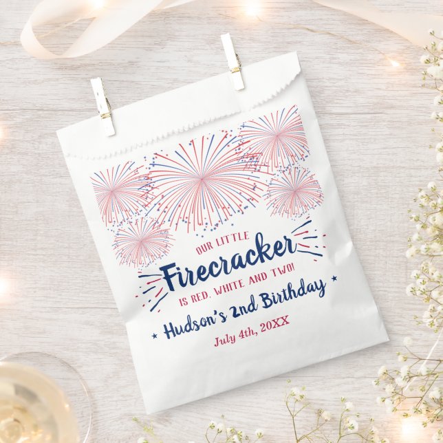 Red, White & Two! 4th Of July 2nd Birthday Favour Bag (Clipped)